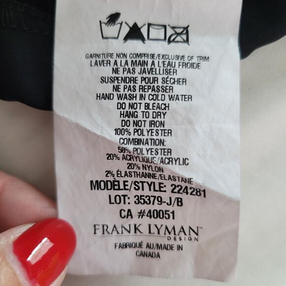 Frank Lyman Shirt 20 Plus Black Houndstooth Trim Sheer Button Drawstring Hem - Picture 8 of 11